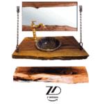 روشویی چوبی روستیک با کاسه توکار