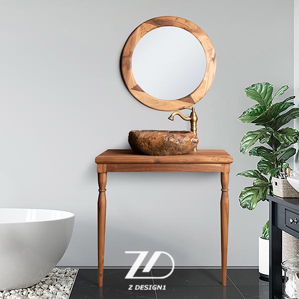 آینه چوب گردو گرد