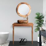 آینه چوب گردو گرد - Image 2