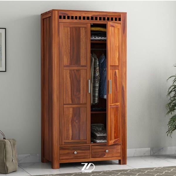 کمد دیواری دو در کشودار تمام چوب