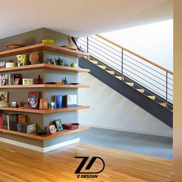 راه پله چوب و فلز ویلایی