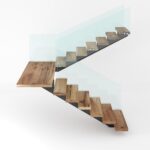 پله چوب و شیشه روستیک