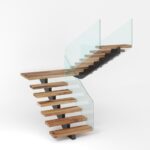 پله چوب و شیشه روستیک