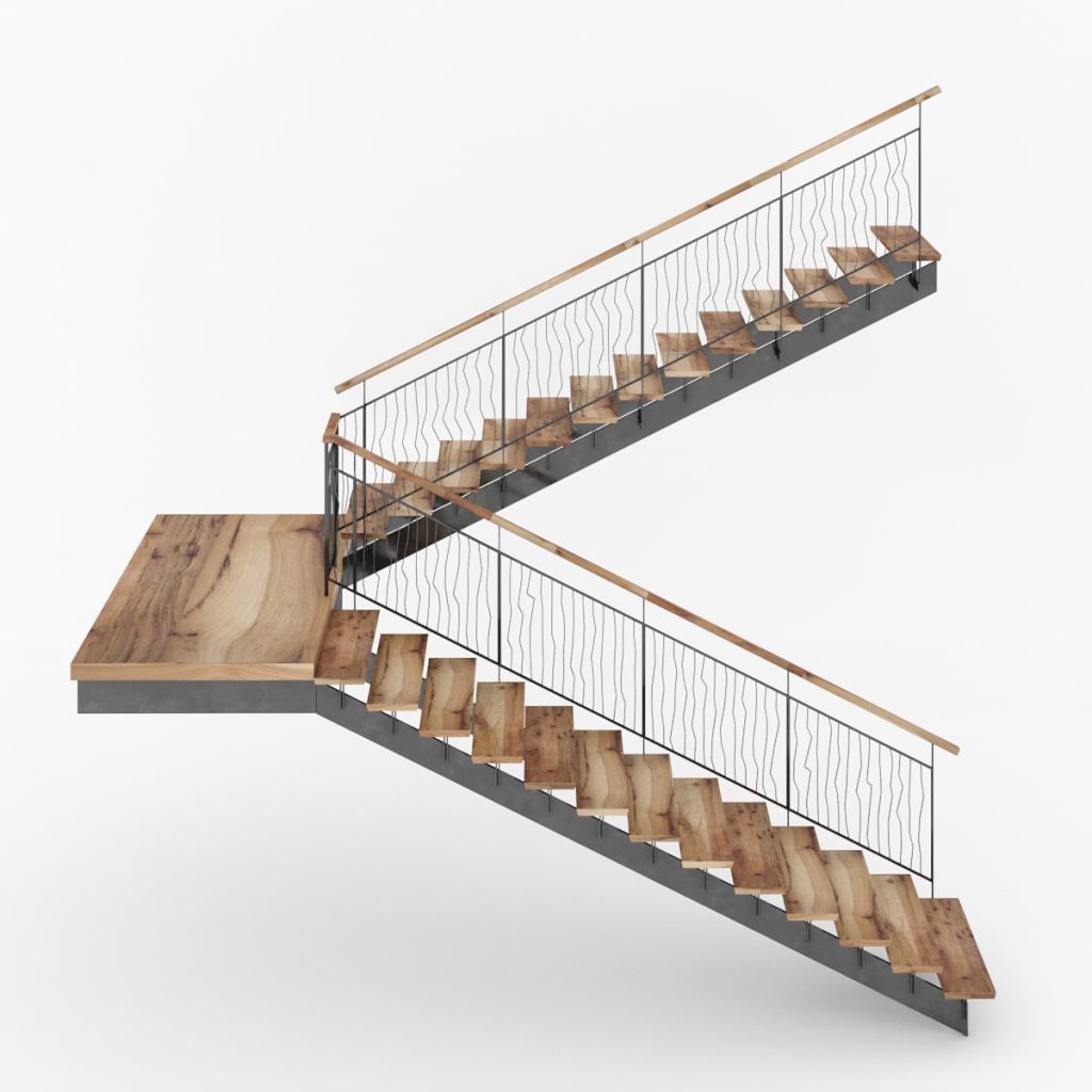 پله چوب و فلز دوبلکس