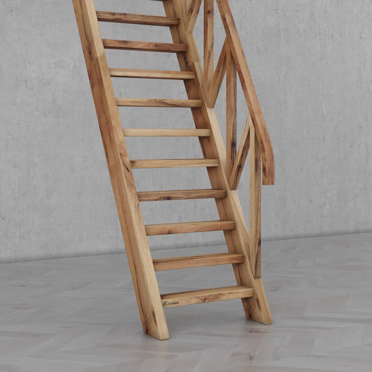 پله چوبی به سبک روستیک