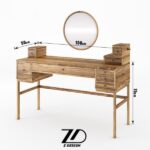 میز آرایش با آینه گرد پرند