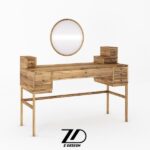 میز آرایش با آینه گرد پرند