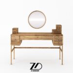 میز آرایش با آینه گرد پرند