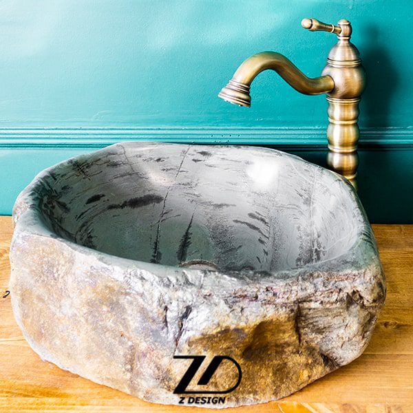 روشویی سنگی با آینه