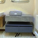 روشویی رویه سرامیکی روکار کابینت pvc دو کشوی