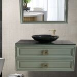 روشویی رویه سرامیکی روکار کابینت pvc دو کشوی