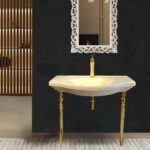 روشویی سنگی مرمر پایه استیل