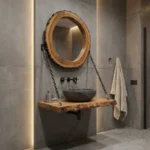 روشویی چوبی یک طبقه با آینه کالباسی