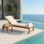 تخت کنار استخر چوبی صدف