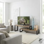 میز ال سی دی چوبی دو طبقه متحرک