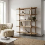 کتابخانه و قفسه چوبی مینیمال