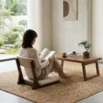 صندلی چوبی ژاپنی قهوه‌ای مینیمال